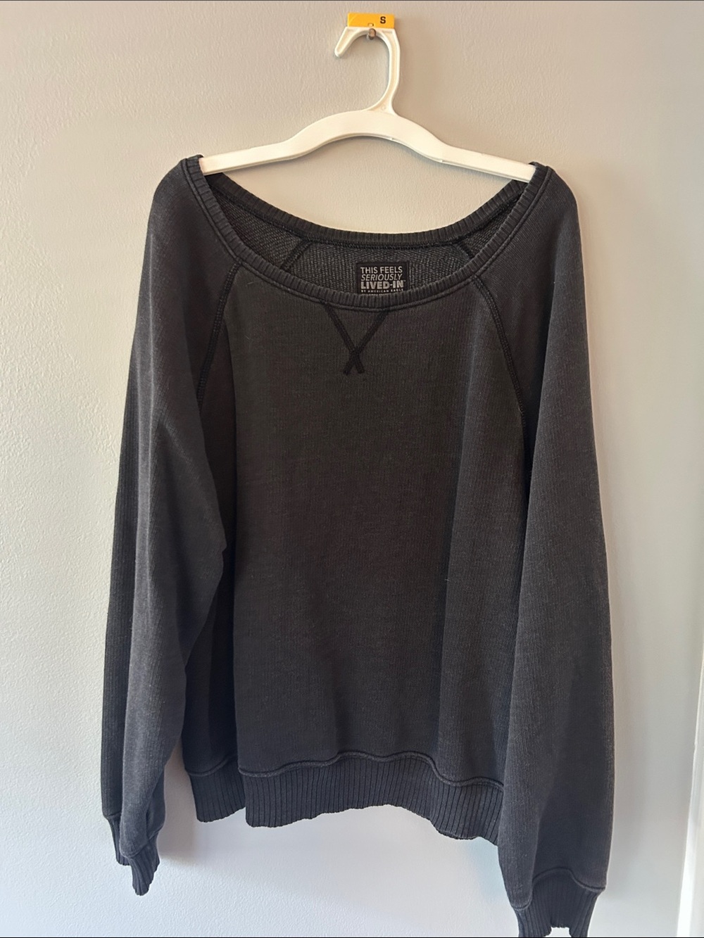 American Eagle Outfitters Seriously Lived In Black Women's Scoop Neck Sweater